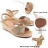 Ablanczoom Wedge Sandals for Women Espadrilles: Dressy Platform Open Toe Ankle Strap Summer Wedges Heels for Casual Vacation Travel Work(Champagne)