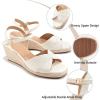 Ablanczoom Wedge Sandals for Women Espadrilles: Dressy Platform Open Toe Ankle Strap Summer Wedges Heels for Casual Vacation Travel Work(White)