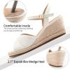 Ablanczoom Wedge Sandals for Women Espadrilles: Dressy Platform Open Toe Ankle Strap Summer Wedges Heels for Casual Vacation Travel Work(White)