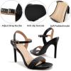 Ablanczoom Womens High Heels for Wedding: Ankle Strap Stilettos Open Toe Heeled Dressy Sexy Sandals Party Prom(Black)
