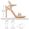 Ablanczoom Womens High Heels for Wedding: Ankle Strap Stilettos Open Toe Heeled Dressy Sexy Sandals Party Prom(Nude)