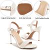 Ablanczoom Womens High Heels for Wedding: Ankle Strap Stilettos Open Toe Heeled Dressy Sexy Sandals Party Prom(White)