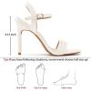 Ablanczoom Womens High Heels for Wedding: Ankle Strap Stilettos Open Toe Heeled Dressy Sexy Sandals Party Prom(White)