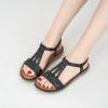 Ablanczoom Womens Sandals Flat Shoes: Comfortable Ankle Strap Dressy Rhinestone Casual Bohemian Summer Sandal for Beach Walking Vacation(Black)
