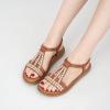 Ablanczoom Womens Sandals Flat Shoes: Comfortable Ankle Strap Dressy Rhinestone Casual Bohemian Summer Sandal for Beach Walking Vacation(Brown)
