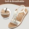 Ablanczoom Womens Sandals Flat Shoes: Comfortable Ankle Strap Dressy Rhinestone Casual Bohemian Summer Sandal for Beach Walking Vacation(White)