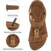Ablanczoom Womens Sandals Flat Shoes: Comfortable Dressy Ankle Strap Bohemian Summer Sandals for Casual Beach Walking(Brown)