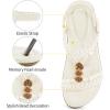 Ablanczoom Womens Sandals Flat Shoes: Comfortable Dressy Ankle Strap Bohemian Summer Sandals for Casual Beach Walking(White)