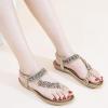 Ablanczoom Womens Sandals Flats Shoes: Comfortable Bohemian Beaded Dressy Summer Flat Casual Ankle Strap Elastic Slip on Beach Sandal(Apricot)