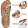 Ablanczoom Womens Sandals Flats Shoes: Comfortable Bohemian Beaded Dressy Summer Flat Casual Ankle Strap Elastic Slip on Beach Sandal(Apricot)