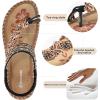 Ablanczoom Womens Sandals Flats Shoes: Comfortable Bohemian Beaded Dressy Summer Flat Casual Ankle Strap Elastic Slip on Beach Sandal(Black)