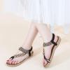 Ablanczoom Womens Sandals Flats Shoes: Comfortable Bohemian Beaded Dressy Summer Flat Casual Ankle Strap Elastic Slip on Beach Sandal(Black)