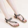 Ablanczoom Womens Sandals Flats Shoes: Comfortable Bohemian Beaded Dressy Summer Flat Casual Ankle Strap Elastic Slip on Beach Sandal(Black)