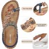 Ablanczoom Womens Sandals Flats Shoes: Comfortable Bohemian Beaded Dressy Summer Flat Casual Ankle Strap Elastic Slip on Beach Sandal(Blue)