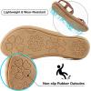 Ablanczoom Womens Sandals Flats Shoes: Comfortable Bohemian Beaded Dressy Summer Flat Casual Ankle Strap Elastic Slip on Beach Sandal(Brown)