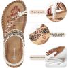 Ablanczoom Womens Sandals Flats Shoes: Comfortable Bohemian Beaded Dressy Summer Flat Casual Ankle Strap Elastic Slip on Beach Sandal(White)