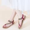 Ablanczoom Womens Sandals Flats Shoes: Comfortable Bohemian Beaded Dressy Summer Flat Casual Ankle Strap Elastic Slip on Beach Sandal(Wine Red)