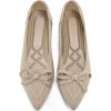 Ablanczoom Ballet Flats Shoes for Women: Dressy Pointed Toe Bow Knit Flats Comfortable Slip On Work Business Shoes for Driving Dating Wedding(Beige)