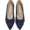 Ablanczoom Ballet Flats Shoes for Women: Dressy Pointed Toe Bow Knit Flats Comfortable Slip On Work Business Shoes for Driving Dating Wedding(Blue)