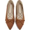 Ablanczoom Ballet Flats Shoes for Women: Dressy Pointed Toe Bow Knit Flats Comfortable Slip On Work Business Shoes for Driving Dating Wedding(Brown)