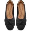 Ablanczoom Ballet Flats Shoes for Women: Dressy Round Toe Bow Knit Flats Comfortable Slip On Dress Shoes for Work Business Wedding(Black)