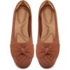 Ablanczoom Ballet Flats Shoes for Women: Dressy Round Toe Bow Knit Flats Comfortable Slip On Dress Shoes for Work Business Wedding(Brown)