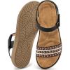 Ablanczoom Flat Sandals for Women Comfortable: Dressy Open Toe Ankle Strap Bohemian Womens Sandal Summer Beach Travel(Black)