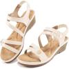 Ablanczoom Wedge Sandals for Women Dressy: Comfortable Elastic Ankle Strap Summer Causal Walking Low Platform Sandal(Apricot)
