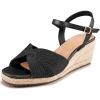 Ablanczoom Wedge Sandals for Women Espadrilles: Dressy Platform Open Toe Ankle Strap Summer Wedges Heels for Casual Vacation Travel Work(Black)