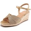 Ablanczoom Wedge Sandals for Women Espadrilles: Dressy Platform Open Toe Ankle Strap Summer Wedges Heels for Casual Vacation Travel Work(Champagne)