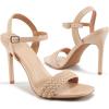 Ablanczoom Womens High Heels for Wedding: Ankle Strap Stilettos Open Toe Heeled Dressy Sexy Sandals Party Prom(Nude)