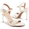 Ablanczoom Womens High Heels for Wedding: Ankle Strap Stilettos Open Toe Heeled Dressy Sexy Sandals Party Prom(White)