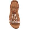Ablanczoom Womens Sandals Flat Shoes: Comfortable Ankle Strap Dressy Rhinestone Casual Bohemian Summer Sandal for Beach Walking Vacation(Brown)