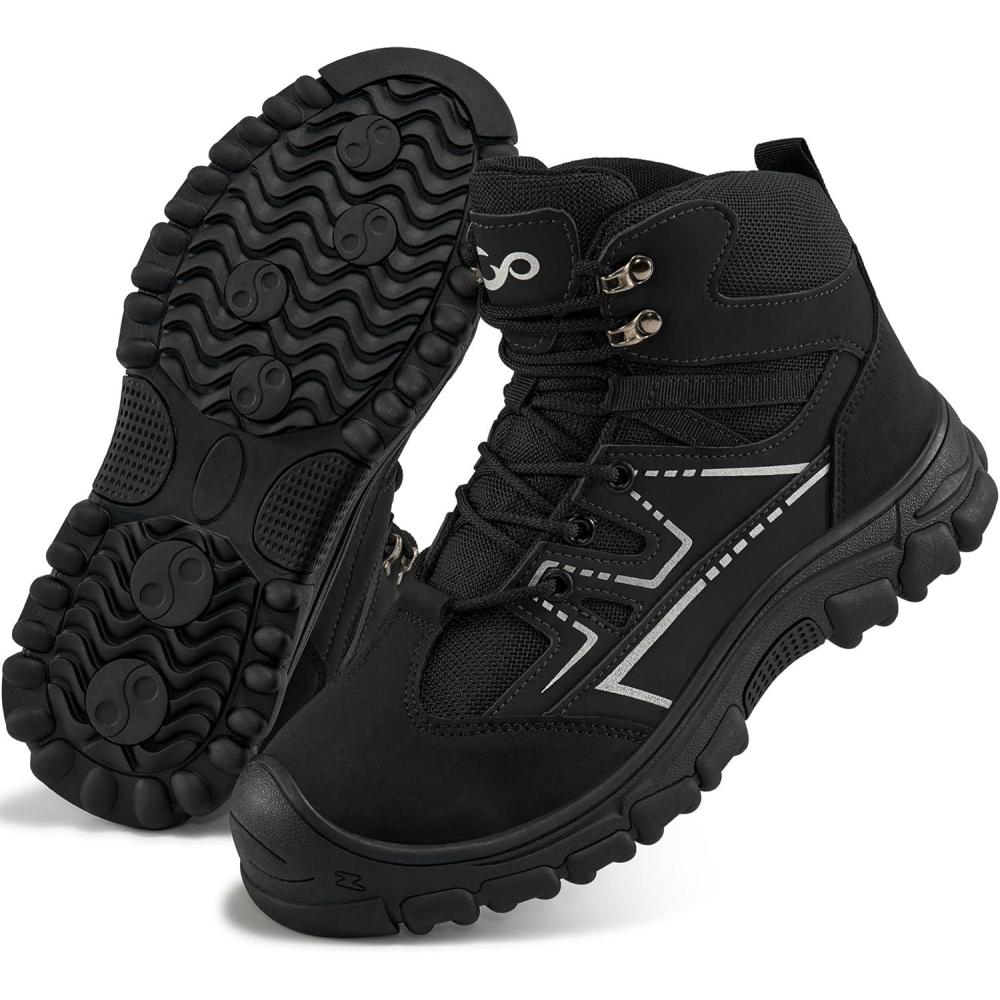 imageAblanczoom Steel Toe Boots for Men Safety Work Shoes NonSlip Puncture Proof Comfortable for Industrial ConstructionBlack