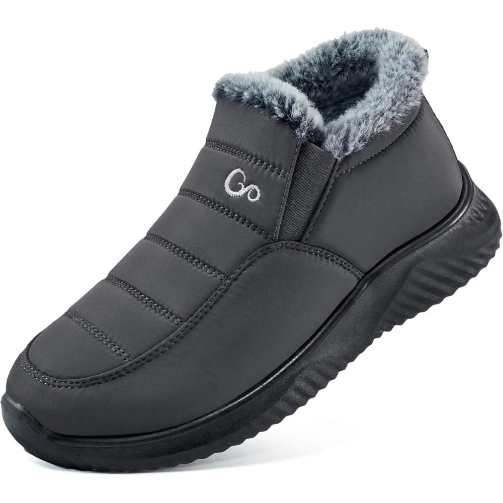 imageAblanczoom Winter Snow Boots for Women  Waterproof Slip Resistant Outdoor Booties Comfortable Warm Fur Lined Slip On Womens BootGrey