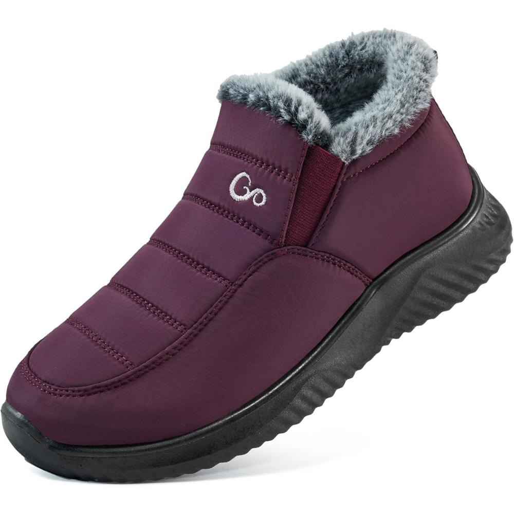 imageAblanczoom Winter Snow Boots for Women  Waterproof Slip Resistant Outdoor Booties Comfortable Warm Fur Lined Slip On Womens BootWine Red