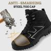 Ablanczoom Steel Toe Boots for Men: Safety Work Shoes Non-Slip Puncture Proof Comfortable for Industrial Construction(Black)