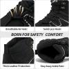 Ablanczoom Steel Toe Boots for Men: Safety Work Shoes Non-Slip Puncture Proof Comfortable for Industrial Construction(Black)