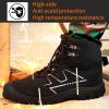 Ablanczoom Steel Toe Boots for Men: Safety Work Shoes Non-Slip Puncture Proof Comfortable for Industrial Construction(Black)