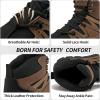 Ablanczoom Steel Toe Boots for Men: Safety Work Shoes Non-Slip Puncture Proof Comfortable for Industrial Construction(Brown)