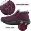 Ablanczoom Winter Snow Boots for Women – Waterproof Slip Resistant Outdoor Booties Comfortable Warm Fur Lined Slip On Womens Boot(Wine Red)