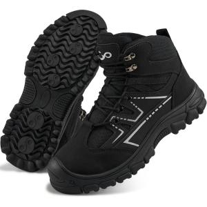 Ablanczoom Steel Toe Boots for Men: Safety Work Shoes Non-Slip Puncture Proof Comfortable for Industrial Construction(Black)