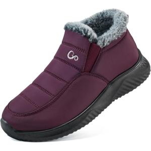 Ablanczoom Winter Snow Boots for Women – Waterproof Slip Resistant Outdoor Booties Comfortable Warm Fur Lined Slip On Womens Boot(Wine Red)