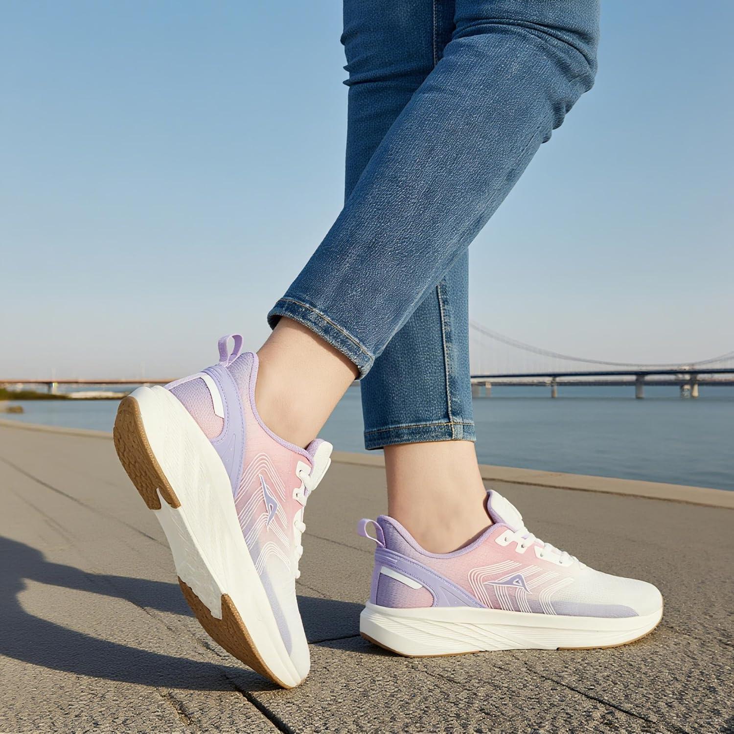 imageAblanczoom Tennis Shoes Womens Sneakers Non Slip Lightweight Slip On Walking Running Shoes for Gym Work AthleticPurplePinkWhite