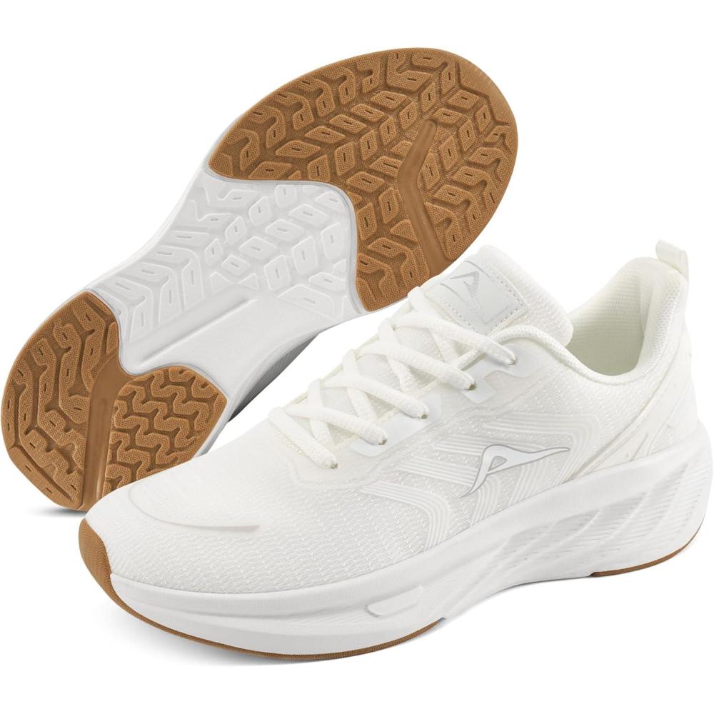 imageAblanczoom Tennis Shoes Womens Sneakers Non Slip Lightweight Slip On Walking Running Shoes for Gym Work AthleticWhite