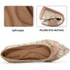 Ablanczoom Dress Shoes for Womens Flats: Dressy Comfortable Pointed Toe Bow Lace Mesh Ballet Flat Wedding Bridal Shoe for Women(Brown)