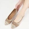 Ablanczoom Dress Shoes for Womens Flats: Dressy Comfortable Pointed Toe Bow Lace Mesh Ballet Flat Wedding Bridal Shoe for Women(Brown)