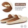 Ablanczoom Mules for Women Flat Shoes: Comfortable Slip on Flats for Womens Mule Metal Chain Backless Loafers Business Casual Shoe(Beige)
