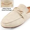 Ablanczoom Mules for Women Flat Shoes: Comfortable Slip on Flats for Womens Mule Metal Chain Backless Loafers Business Casual Shoe(Beige)