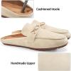 Ablanczoom Mules for Women Flat Shoes: Comfortable Slip on Flats for Womens Mule Metal Chain Backless Loafers Business Casual Shoe(Beige)
